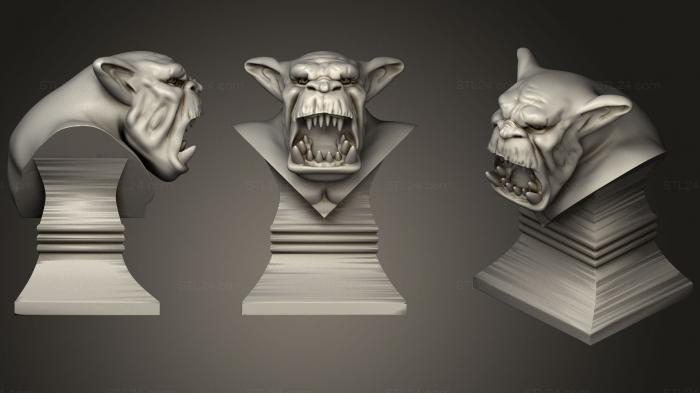 Бюсты монстры и герои (Бюст Дикого Орка, BUSTH_0772) 3D модель для ЧПУ станка